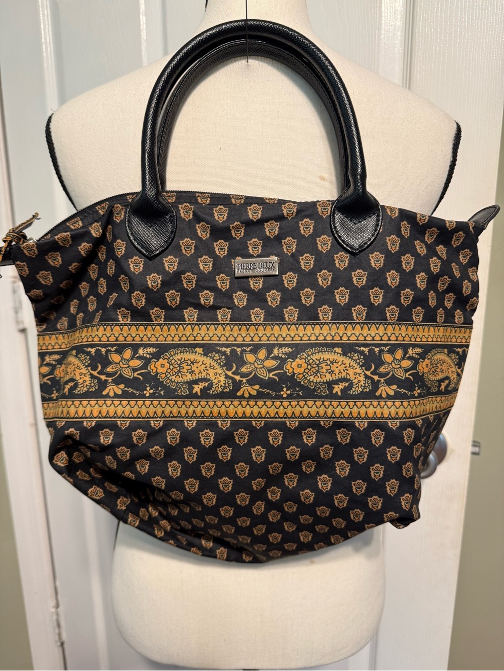 Pierre Deux Black and Gold Patterned Tote